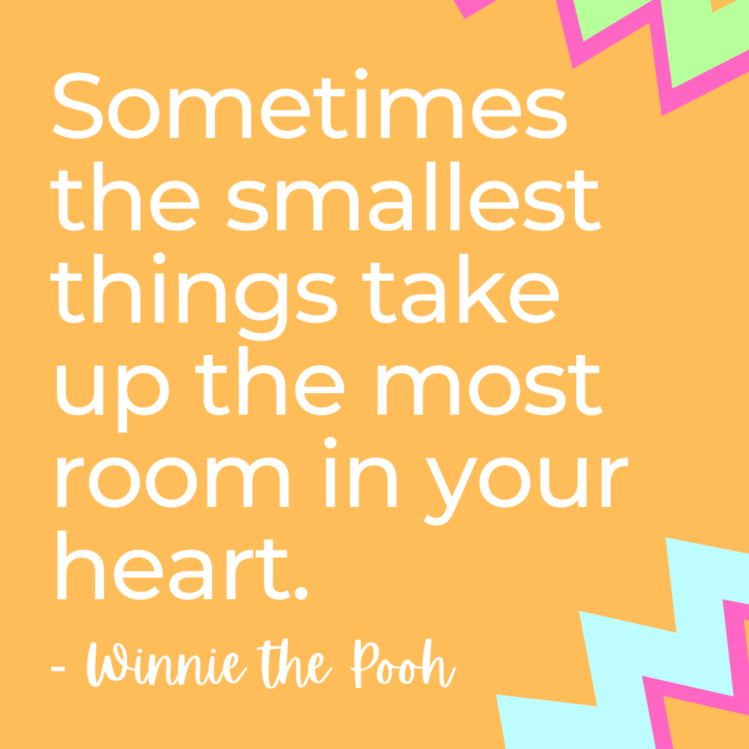 Sometimes the smallest things take up the most room in your heart. - Winnie the Pooh